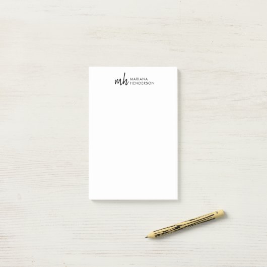 Moderne Elegantie & Script Initiaal Monogram Post-it® Notes (Op bureau)