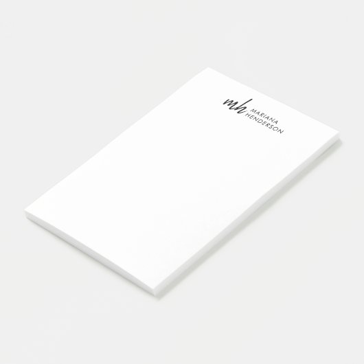 Moderne Elegantie & Script Initiaal Monogram Post-it® Notes (Schuin)