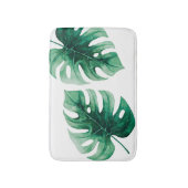 Moderne Elegantie Waterverf Groene Monstera Blader Badmat (Voorkant Verticaal)