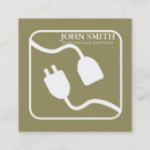 Moderne elektricien verlengsnoer Logo Vierkante Visitekaartje (Voorkant)