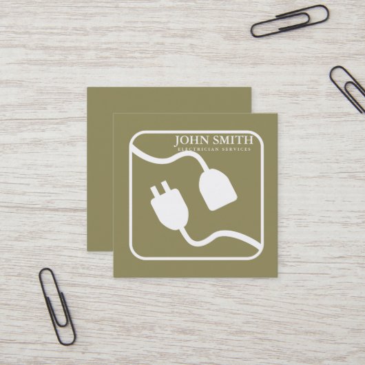Moderne elektricien verlengsnoer Logo Vierkante Visitekaartje (Voorkant / Achterkant in situ)
