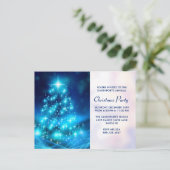 Moderne Elektrische Blauwe Kerstboom Partij Uitnod Briefkaart (Staand voorkant)