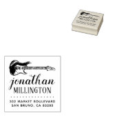 Moderne elektrische gitaar naam script retouradres 	rubberstempel (Gestempeld)