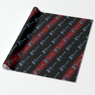 Moderne elektrische gitaar zwart donkerrood blauw cadeaupapier
