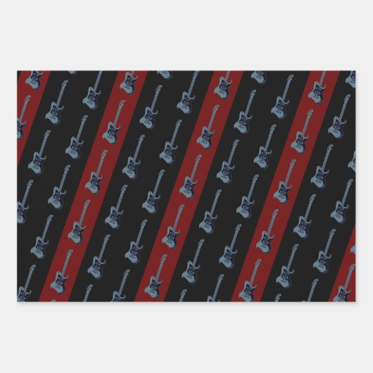 Moderne elektrische gitaar Zwart Geel Roze Blauw C Inpakpapier Vel (Voorkant 2)