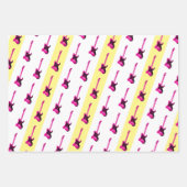 Moderne elektrische gitaar Zwart Geel Roze Blauw C Inpakpapier Vel (Voorkant)