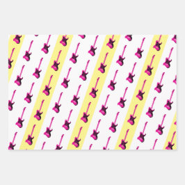 Moderne elektrische gitaar Zwart Geel Roze Blauw C Inpakpapier Vel