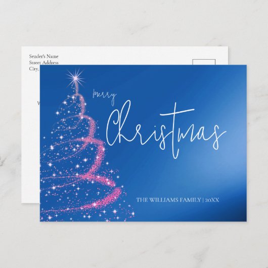 Moderne elektronische blauw kerstboom briefkaart (Voorkant / Achterkant)