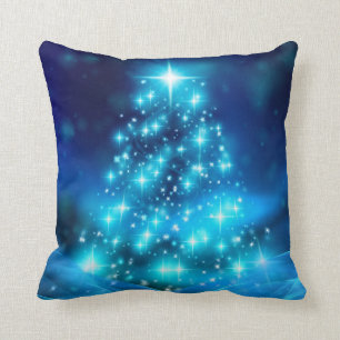 Moderne elektronische blauw kerstboom met licht kussen