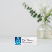 Moderne elektronische blauw kerstboom met licht mini visitekaartje (Staand voorkant)