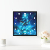 Moderne elektronische blauw kerstboom met licht vierkante klok (Huis)