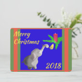 Moderne Elephant Lights Kandle Xmas aangepaste tek Feestdagenkaart (Staand voorkant)