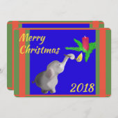 Moderne Elephant Lights Kandle Xmas aangepaste tek Feestdagenkaart (Voorkant / Achterkant)