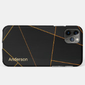 Moderne Eligante Retro Lijn Monogram Case-Mate iPhone Case (Achterkant (horizontaal))