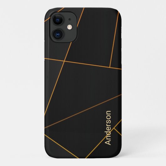 Moderne Eligante Retro Lijn Monogram Case-Mate iPhone Case (Achterkant)
