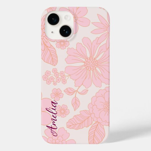 Moderne Eligante Retro Lijn Monogram Case-Mate iPhone Case (Achterkant)