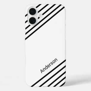 Moderne Eligante Retro Lijn Monogram iPhone 16 Plus Hoesje