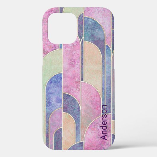 Moderne Eligante Retro Lijn Monogram Case-Mate iPhone Case (Achterkant)