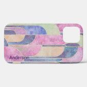 Moderne Eligante Retro Lijn Monogram Case-Mate iPhone Case (Achterkant (horizontaal))