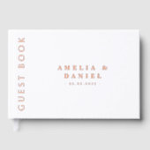 Moderne elke kleur bruiloft namen en datum echte f gastenboek (Voorkant)