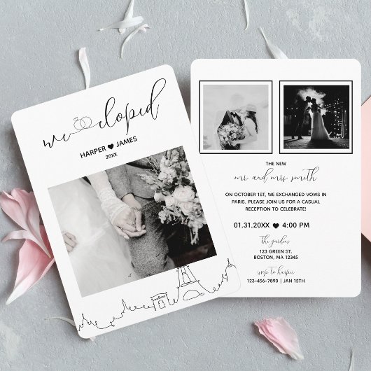 Moderne Elopement Receptie Uitnodigen | Parijs Kaart