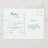 Moderne Emerald Gold Boho Beach Trouwmaaltijd RSVP Uitnodiging Briefkaart (Achterkant)