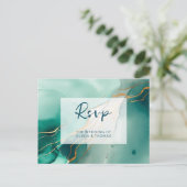 Moderne Emerald Gold Boho Beach Trouwmaaltijd RSVP Uitnodiging Briefkaart (Staand voorkant)