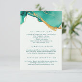 Moderne Emerald Goud Zomer Strand Bruiloft Details Informatiekaartje (Staand voorkant)