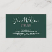 Moderne Emerald Green Chic handtekening Visitekaartje (Achterkant)