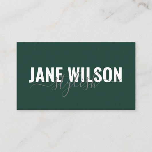 Moderne Emerald Green Chic handtekening Visitekaartje (Voorkant)