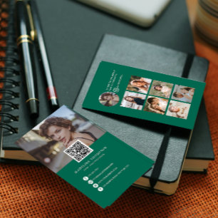Moderne Emerald Green Fotocollage Fotograaf Visitekaartje
