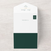 Moderne Emerald Green Gold bruiloft All In One Uitnodiging (Buitenkant)
