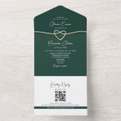 Moderne Emerald Green Gold bruiloft All In One Uitnodiging (Binnen)