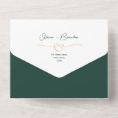 Moderne Emerald Green Gold bruiloft All In One Uitnodiging (Achterkant)