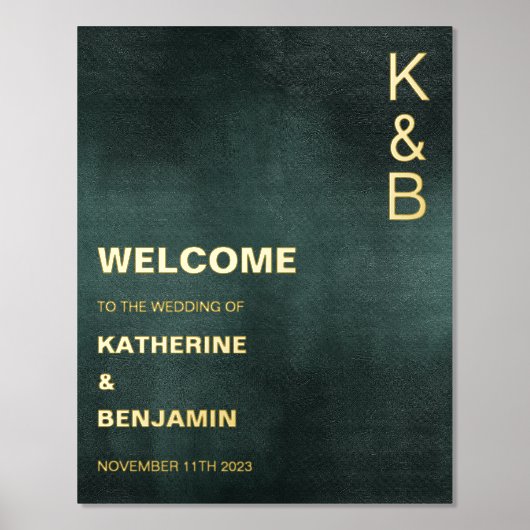 Moderne Emerald Groen Zwart Welkom Gouden Folie Folie Afdrukken (Voorkant)