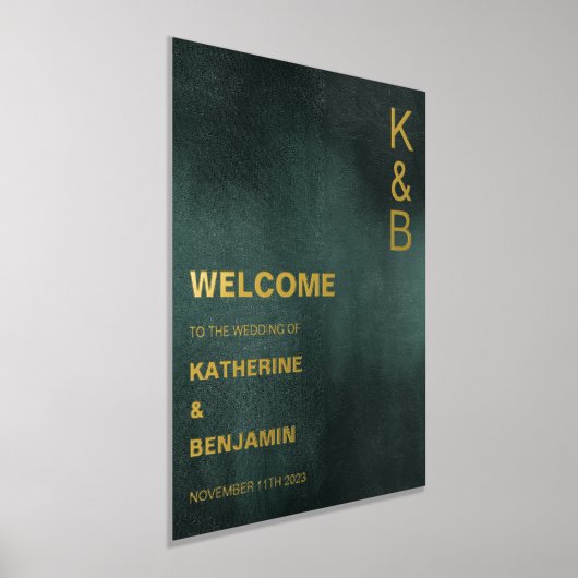 Moderne Emerald Groen Zwart Welkom Gouden Folie Folie Afdrukken (Laagn)