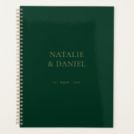 Moderne Emerald Groene en Gouden Chique Bruiloft Planner