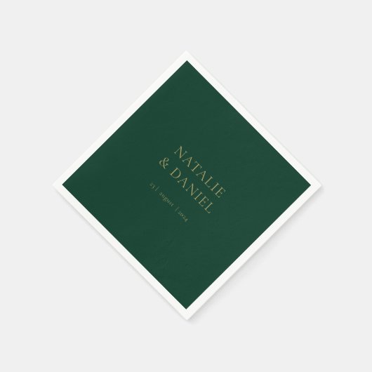 Moderne Emerald Groene en Gouden Chique Bruiloft Servet (Hoek)