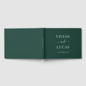Moderne Emerald Groene Formele Minimale Bruiloft Gastenboek (Volledig)