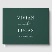 Moderne Emerald Groene Formele Minimale Bruiloft Gastenboek (Voorkant)