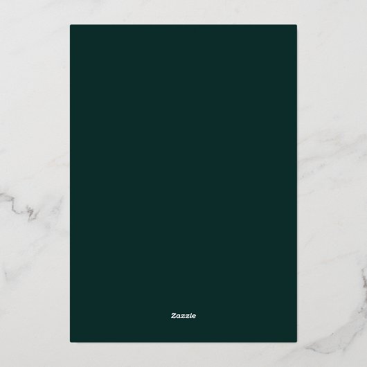Moderne Emerald Hunter Groene Chique Bruiloft Goud Folie Uitnodiging (Achterkant)