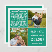 Moderne Emerald Jade Bewaar de datum fotokaarten Kaart (Voorkant / Achterkant)