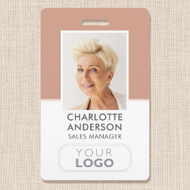 Moderne Employee ID Naam Bedrijfslogo Terracotta Badge