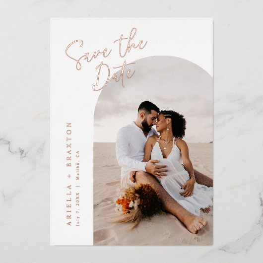 Moderne en Eenvoudige Folie Save The Date Kaart (Voorkant)