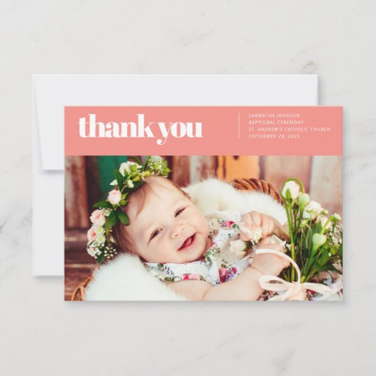 Moderne en eenvoudige foto Baptismal bedankt (Voorkant)