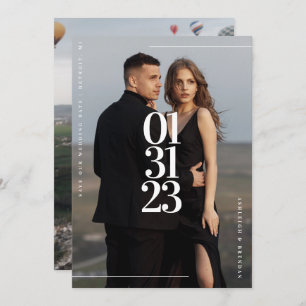 Moderne en eenvoudige foto's opslaan de datumkaart save the date
