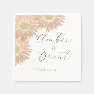 Moderne en eenvoudige zonnebloem bruiloft cocktail servet