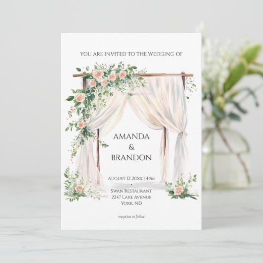 Moderne en elegante boho bruiloft uitnodiging (Staand voorkant)