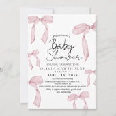 Moderne en elegante Dusty Pink Bow Baby shower Kaart (Voorkant)