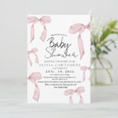 Moderne en elegante Dusty Pink Bow Baby shower Kaart (Staand voorkant)